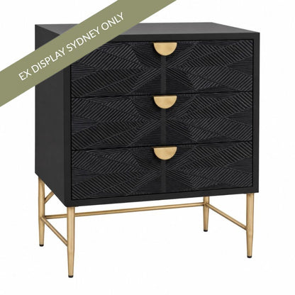 Beatrice 80cm 3 Drawer Chest - Black - OUTLET NSW
