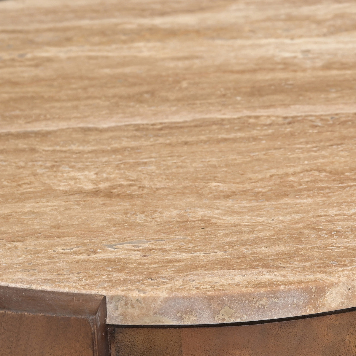 Frankie 50x60cm Travertine Bedside Table - Walnut