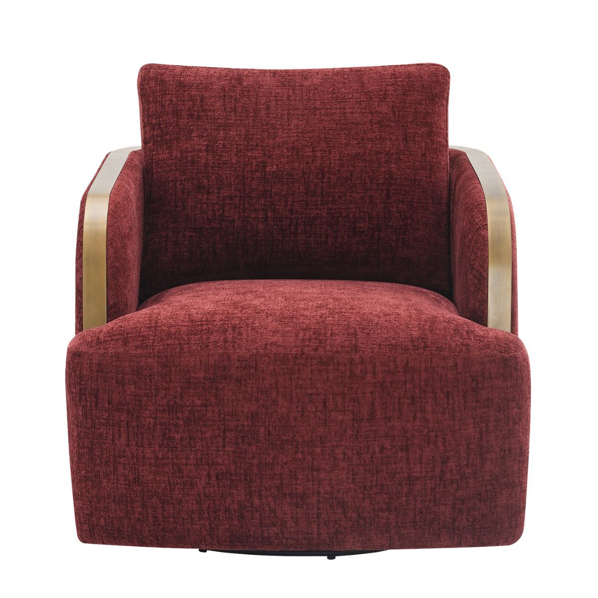 Compton Swivel Arm Chair - Brass/Burgundy Chenille