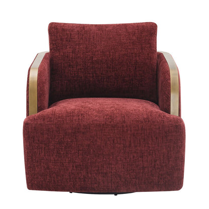 Compton Swivel Arm Chair - Brass/Burgundy Chenille