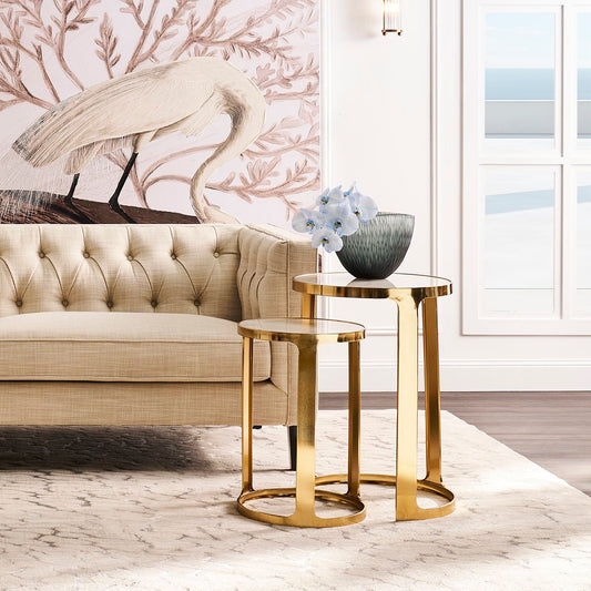 Isabelle Marble Nesting Side Tables - Gold