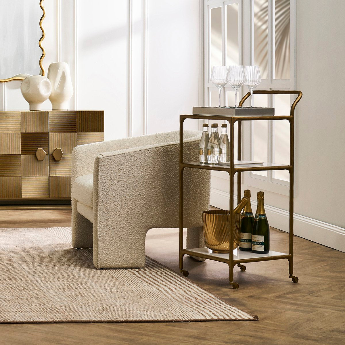Heston Marble Square Bar Cart