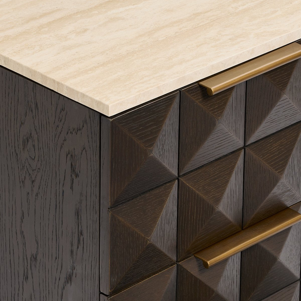 Benedict Smoked Oak Bedside Table - Travertine