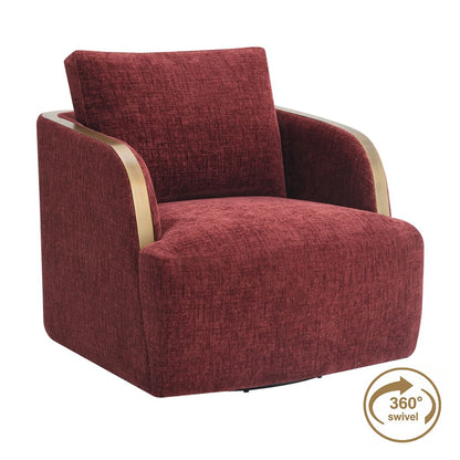 Compton Swivel Arm Chair - Brass/Burgundy Chenille