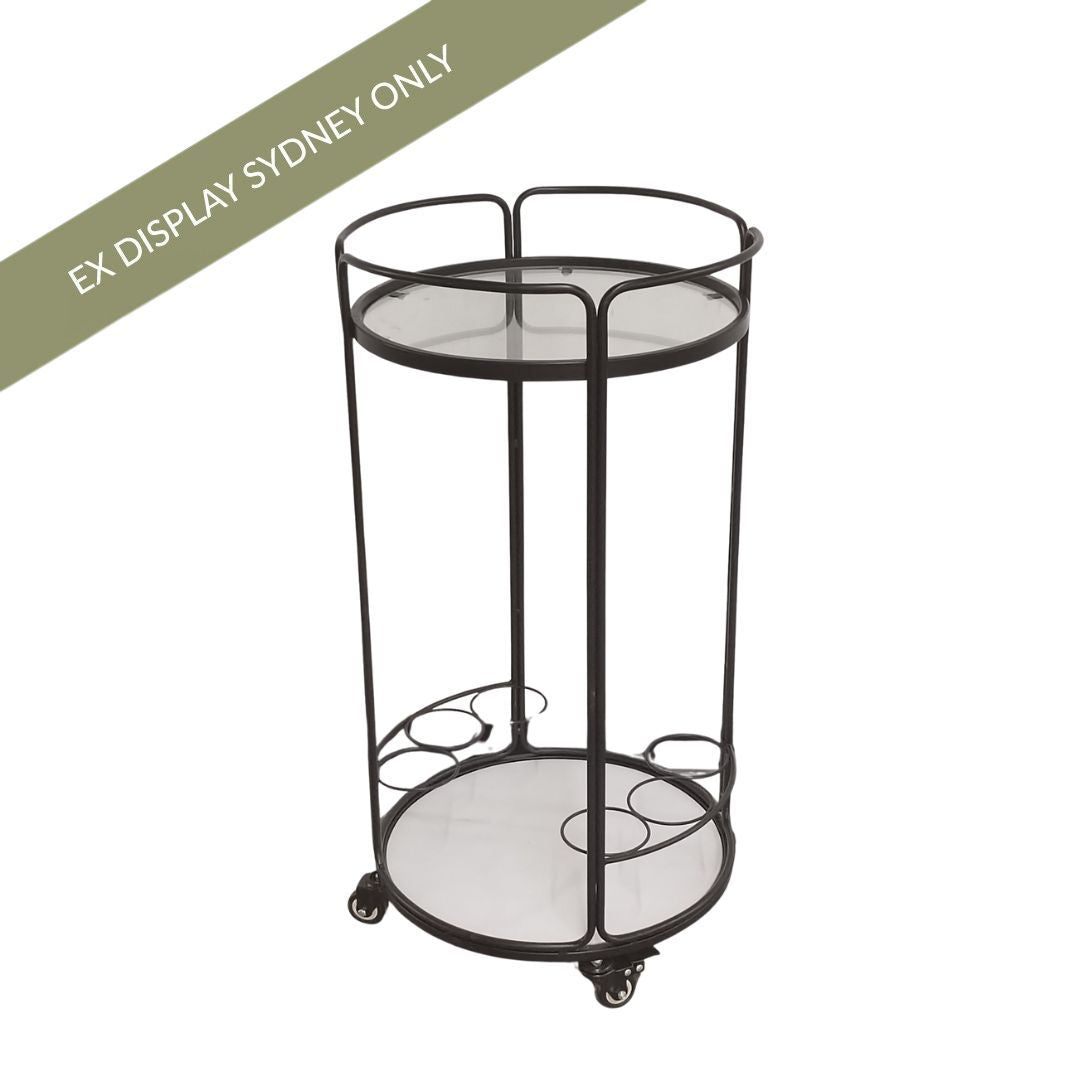 Wentworth Round Bar Cart - Black - OUTLET NSW