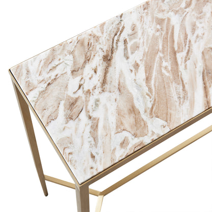 Chloe 90cm Pink Marble Console Table - Gold - OUTLET NSW