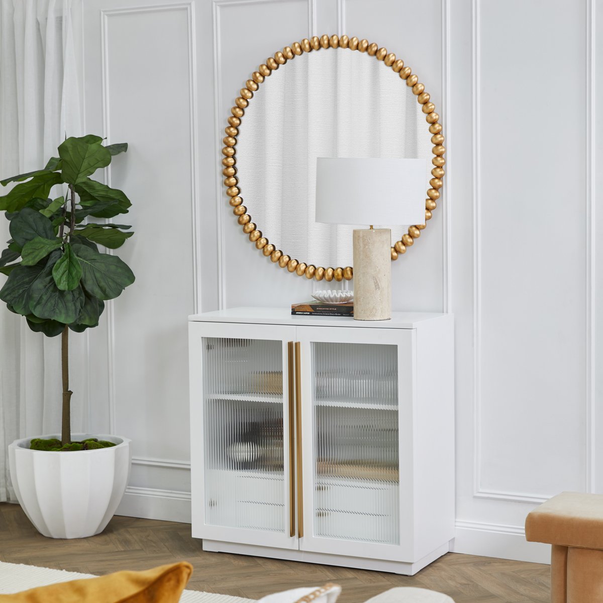 Esme 105x105cm Round Wall Mirror - Gold Leaf