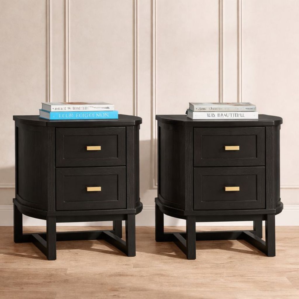 Theodore Bedside Table - Small Black Set of 2