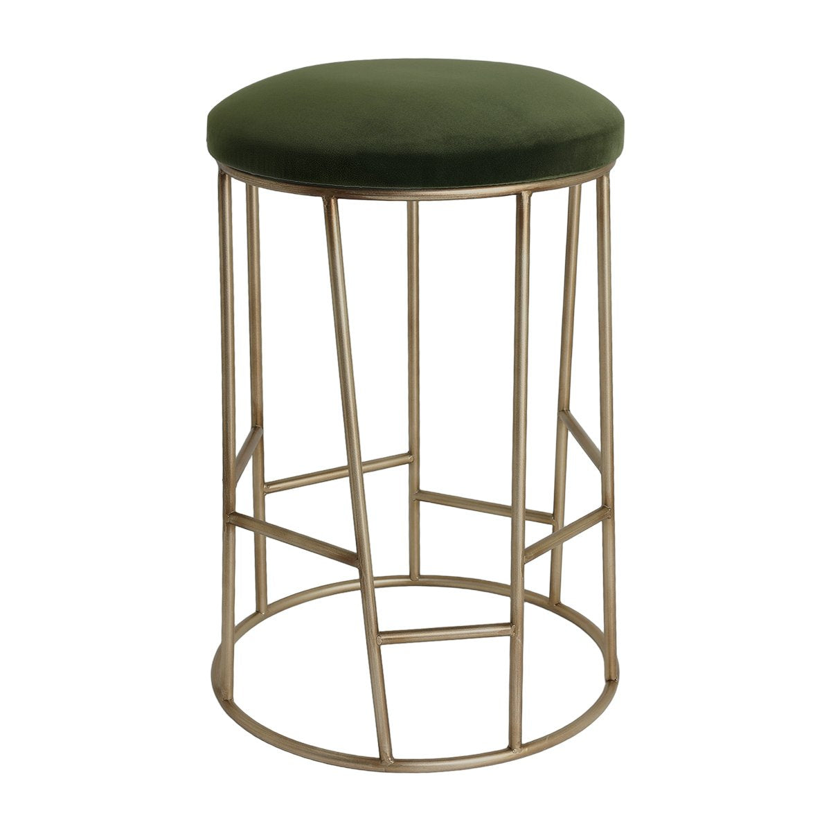 Aiden Gold Steel Kitchen Stool - Moss Velvet