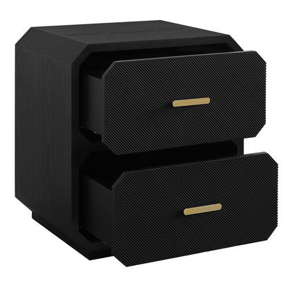 Anderson 2 Drawer Bedside Table - Black