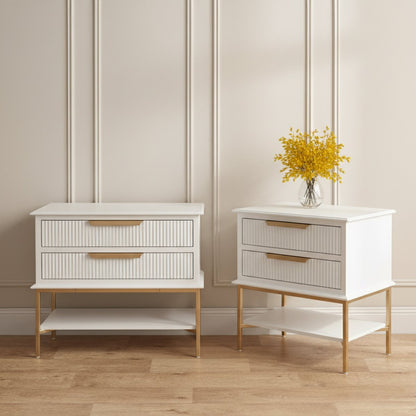 Aimee Large White Bedside Table Set of 2