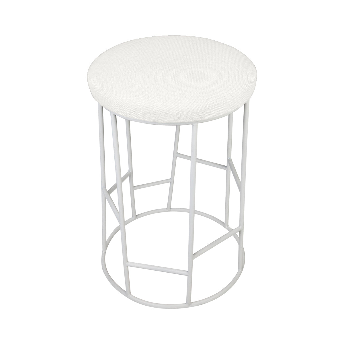 Aiden White Steel Kitchen Stool - Natural Linen