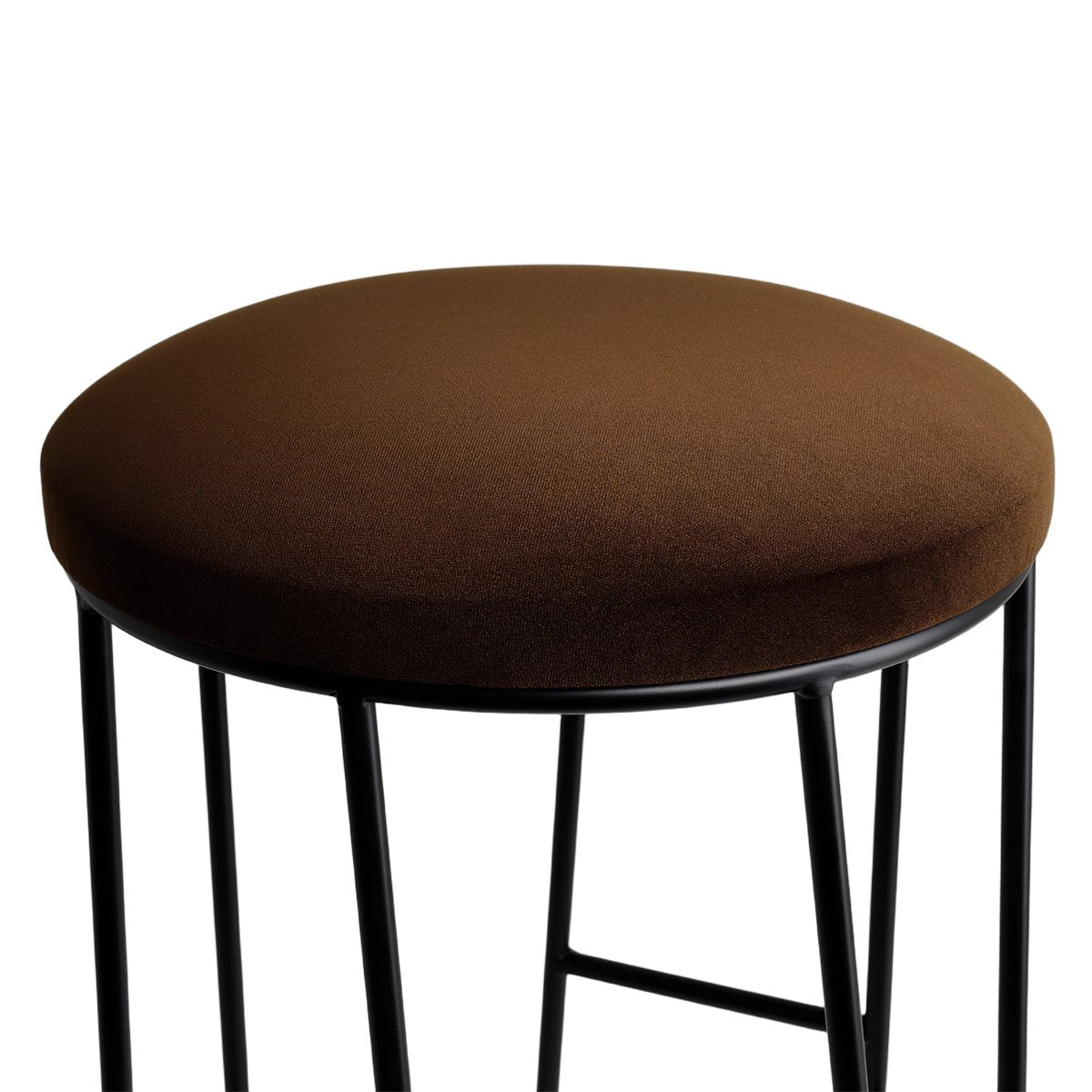 Aiden Black Steel Kitchen Stool - Dark Chocolate Velvet