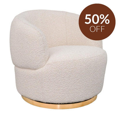Tubby Swivel Arm Chair - Ivory Boucle