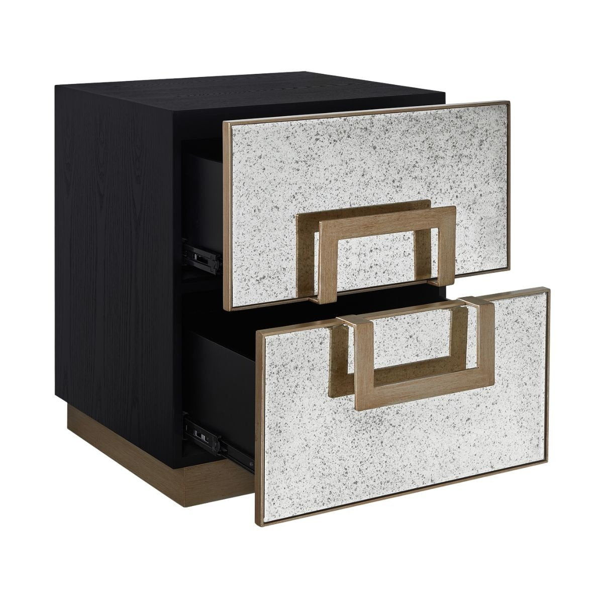 Mira 50x60cm Mirrored Bedside Table - Antique Gold
