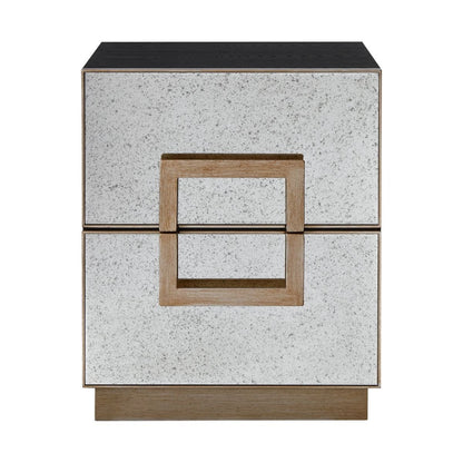 Mira 50x60cm Mirrored Bedside Table - Antique Gold