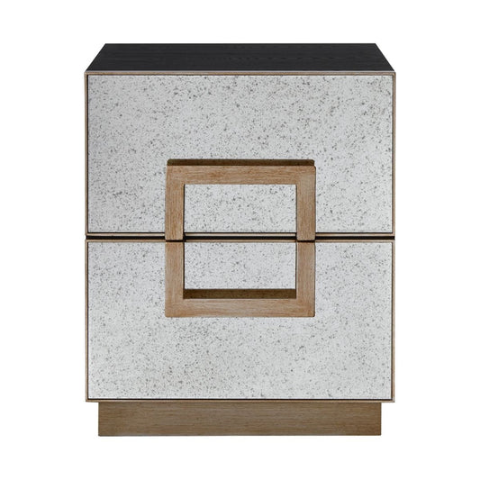 Mira 50x60cm Mirrored Bedside Table - Antique Gold