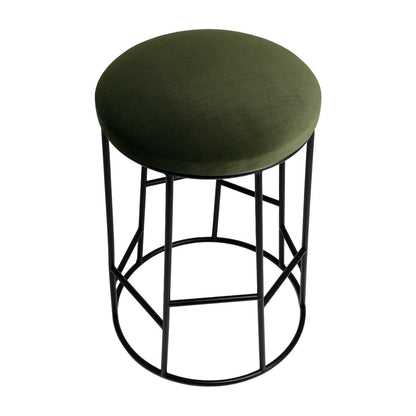 Aiden Black Steel Kitchen Stool - Moss Velvet