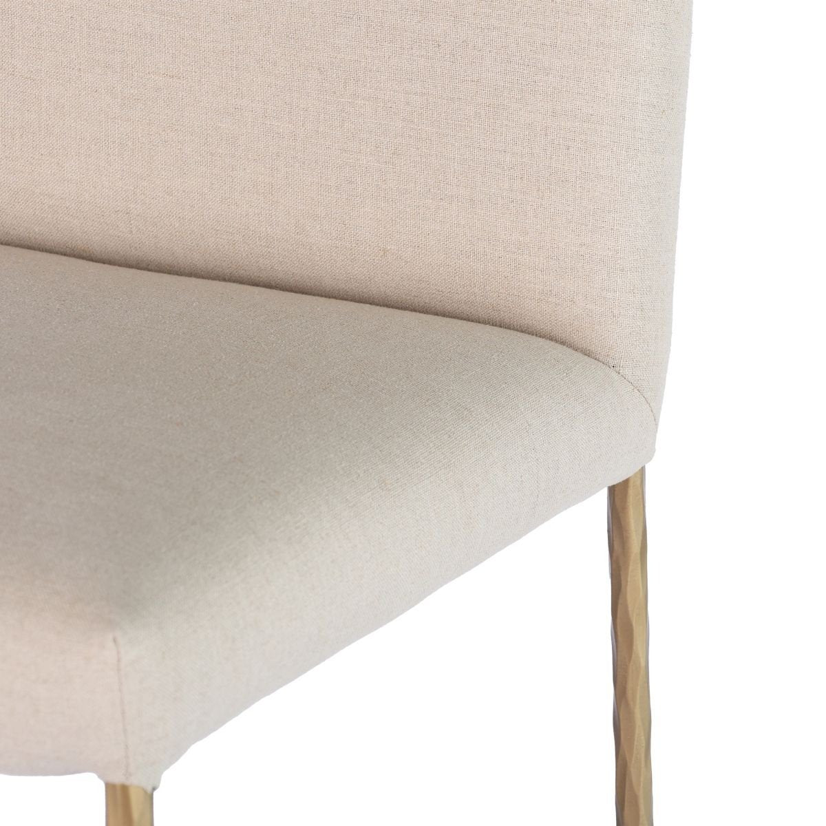 Heston Brass Bar Stool with Back - Natural Linen