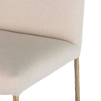 Heston Brass Bar Stool with Back - Natural Linen