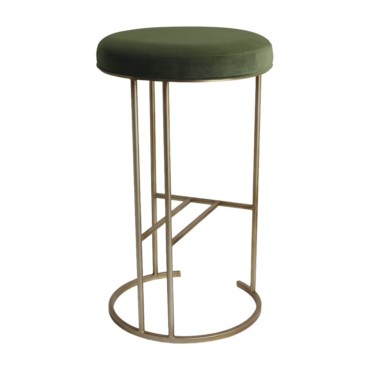Blackley Gold Iron Kitchen Stool - Moss Velvet
