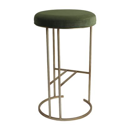 Blackley Gold Iron Kitchen Stool - Moss Velvet