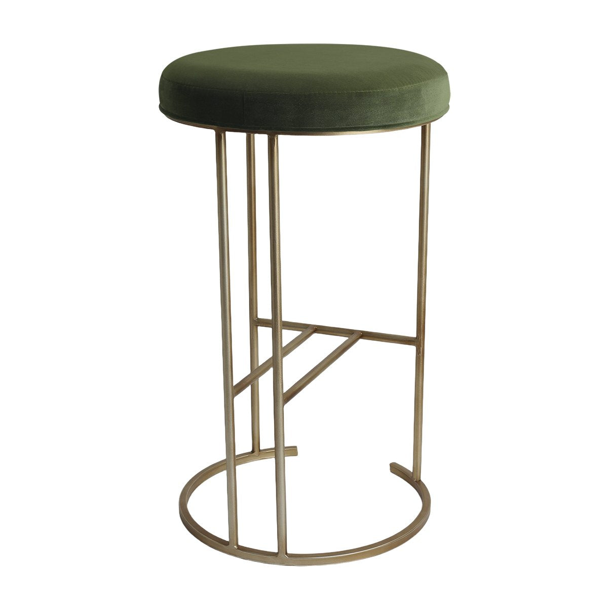Blackley Gold Iron Kitchen Stool - Moss Velvet