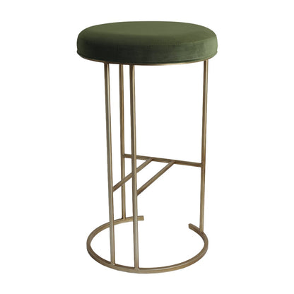 Blackley Gold Iron Kitchen Stool - Moss Velvet