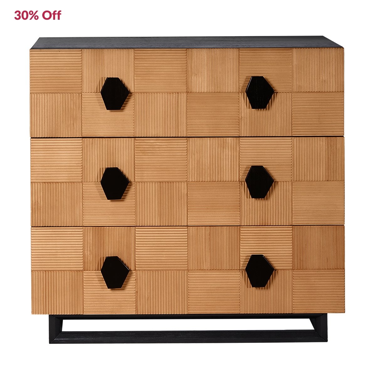 Alton 3 Drawer Chest -  Natural and Black