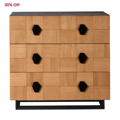 Alton 3 Drawer Chest -  Natural and Black