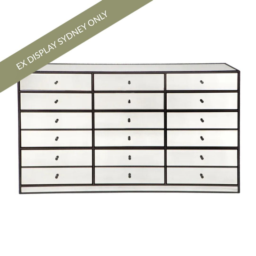 Brentwood 150cm 12 Drawer Mirrored Chest - OUTLET NSW