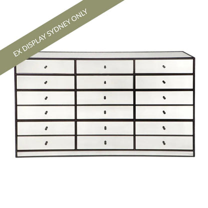 Brentwood 150cm 12 Drawer Mirrored Chest - OUTLET NSW