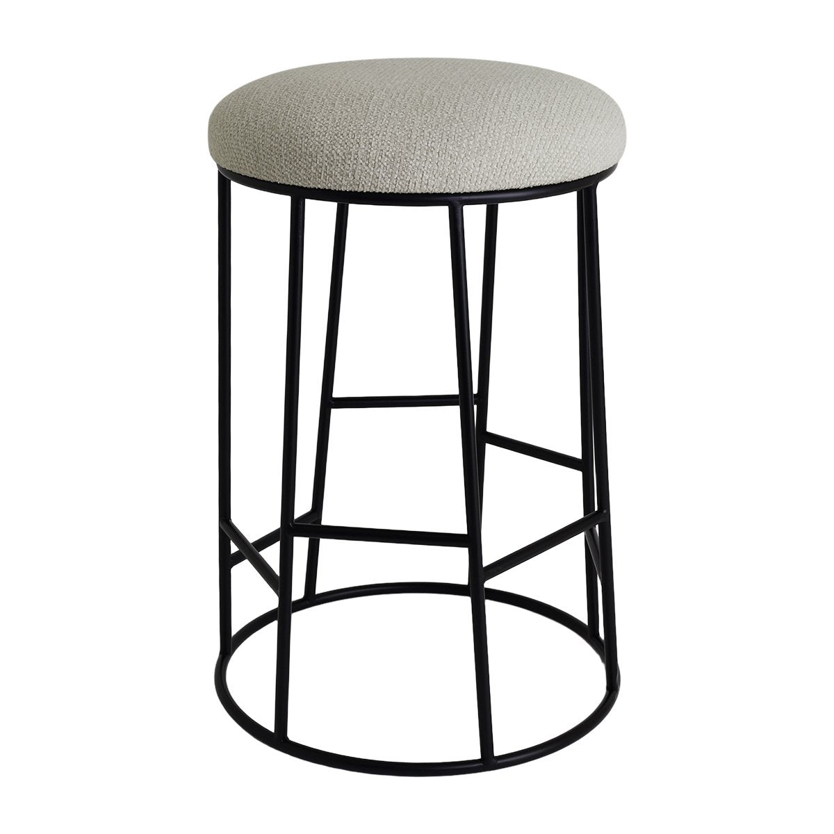 Aiden Black Steel Kitchen Stool - Speckle Ecru