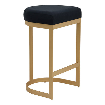 Remy Gold Bar Stool - Black Linen