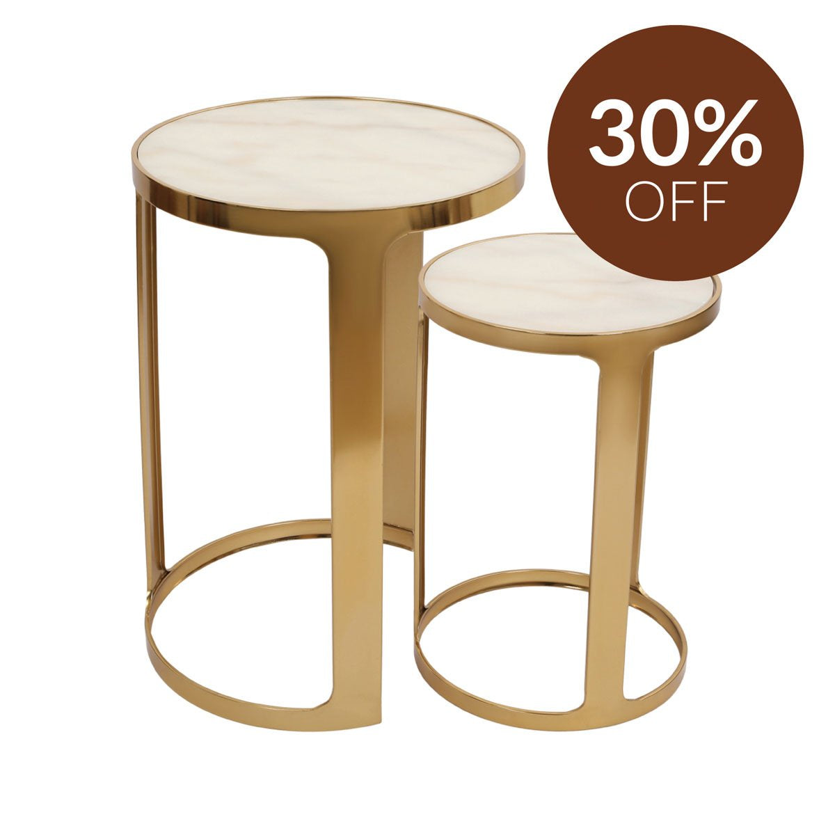 Isabelle Marble Nesting Side Tables - Gold