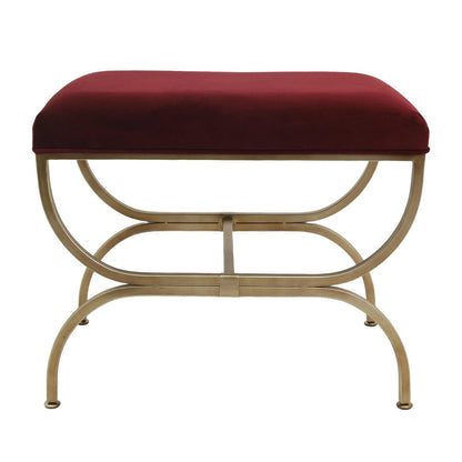 Novak Antique Gold Iron Stool - Mulberry Velvet - OUTLET NSW