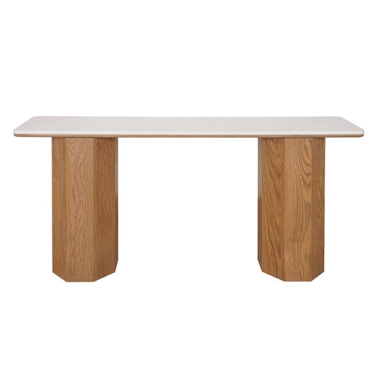 Barlow 160cm Marble Console Table - Natural Oak