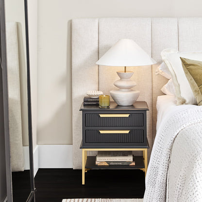 Aimee 55x60cm Bedside Table - Black