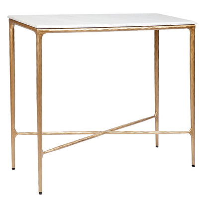 Heston 90cm Marble Console Table -  Brass