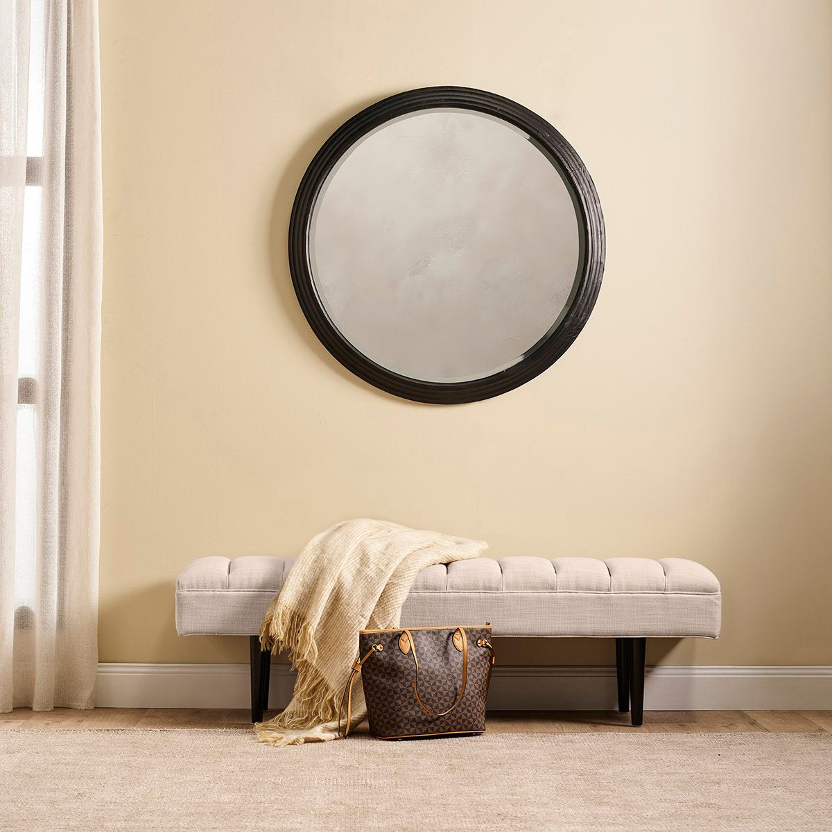 Central Park Bench Ottoman - Fawn Linen