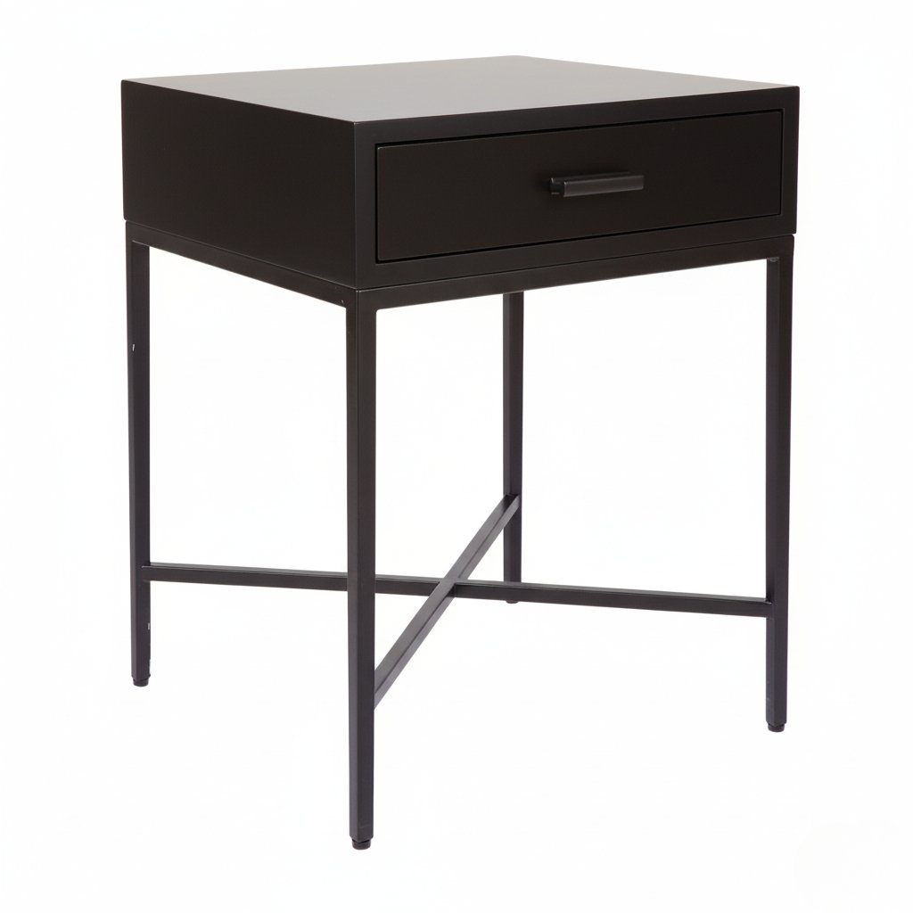 Nessa 1 Drawer Bedside Table - All Black