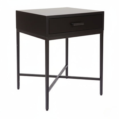Nessa 1 Drawer Bedside Table - All Black