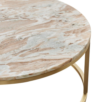 Chloe Pink Marble Nesting Coffee Table - Gold **Offline pending re-order