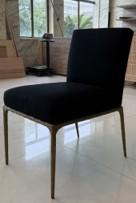 Heston Brass Dining Chair - Black Linen