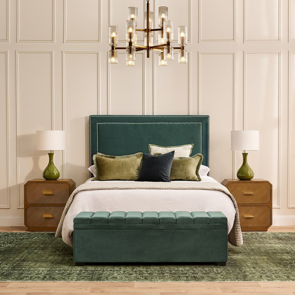 Manhattan 160x150cm Queen Bedhead - Teal Velvet