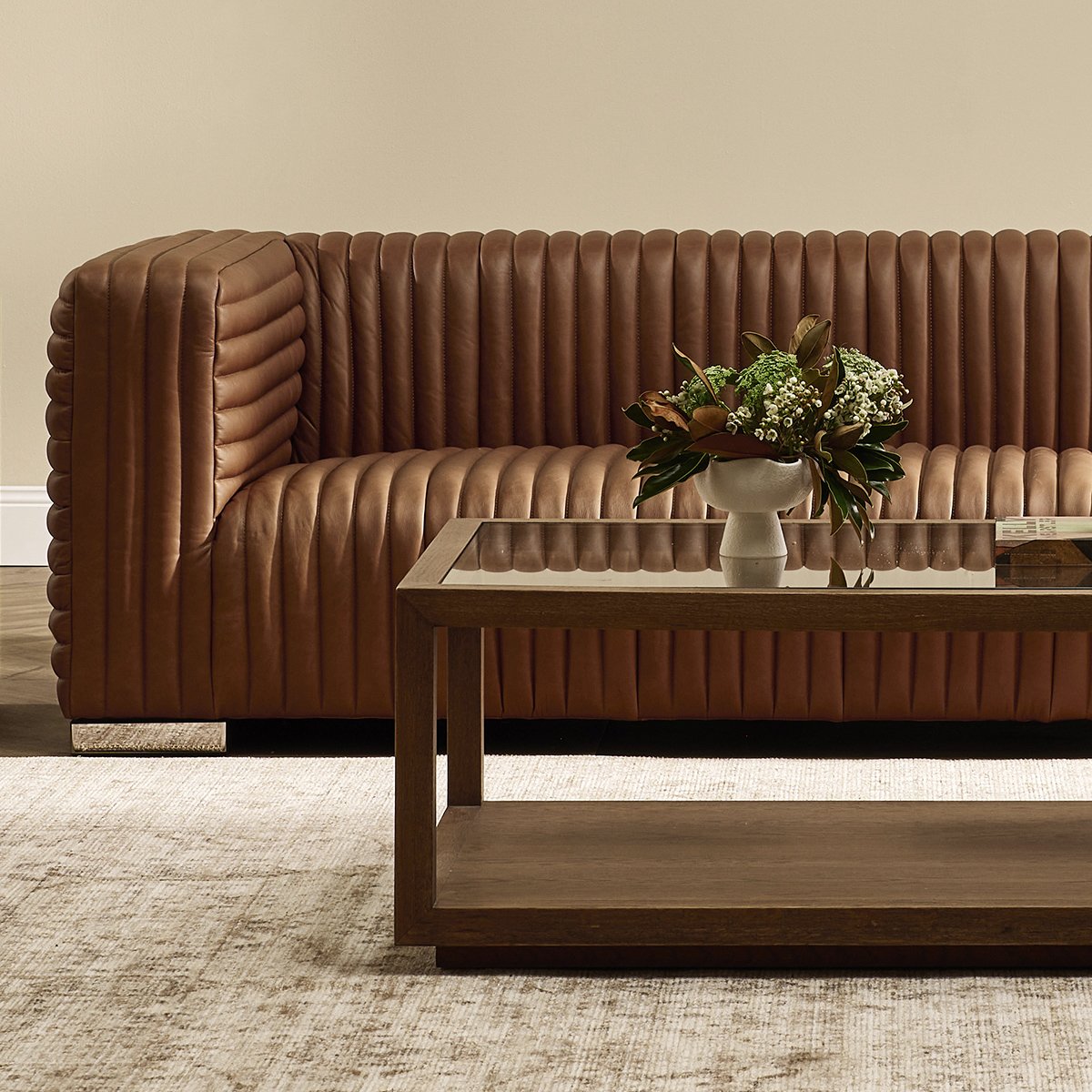 Granger 3 Seater Sofa - Dark Brown Leather ** Offlines pending re-order
