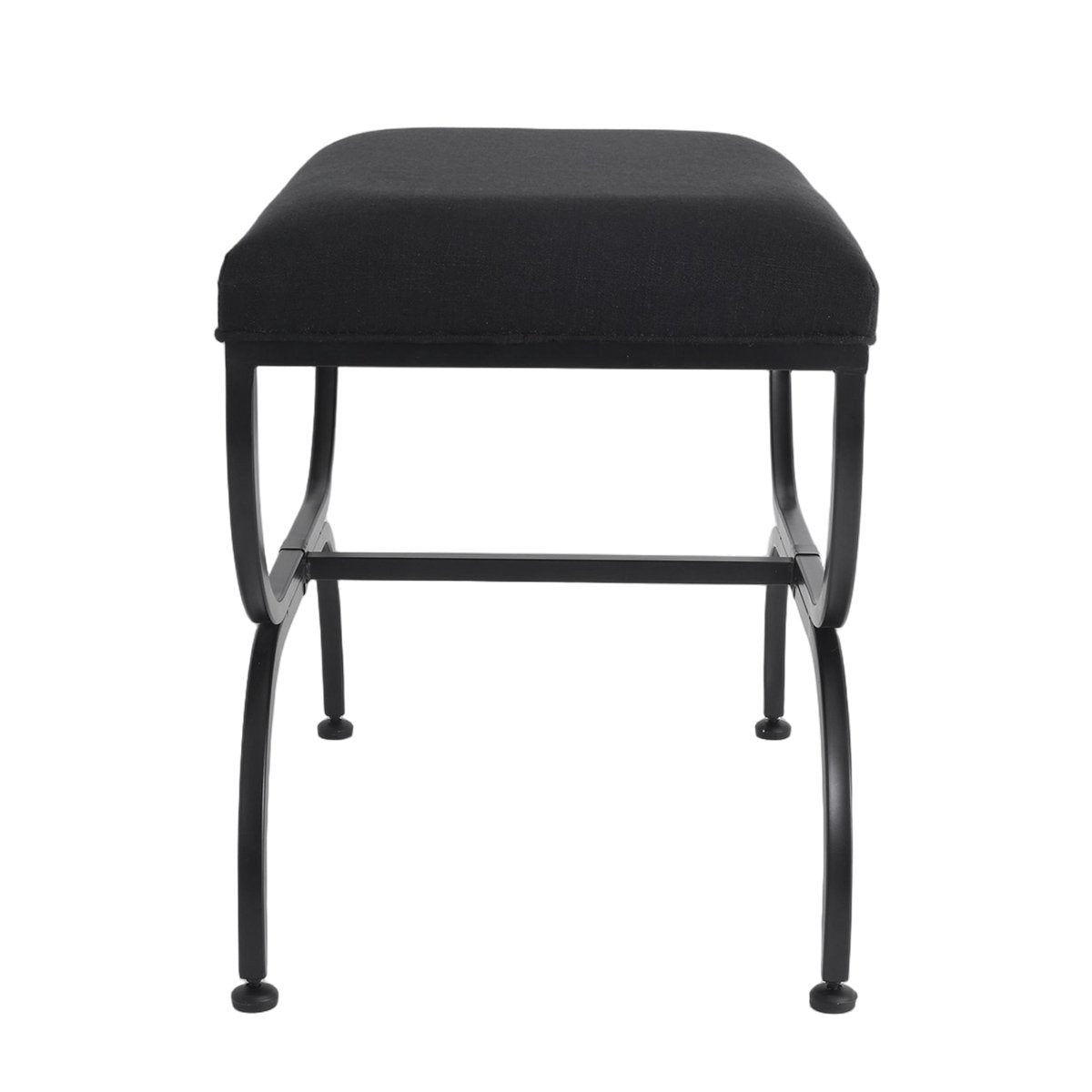 Novak Black Iron Stool - Black Linen