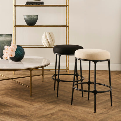 Heston Black Kitchen Stool - Black Linen – view 2