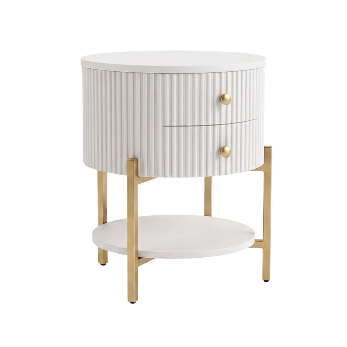 Aimee 45x55cm Round Bedside Table - White