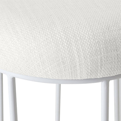 Aiden White Steel Kitchen Stool - Natural Linen